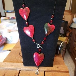 Beautiful heart necklace- leather rope